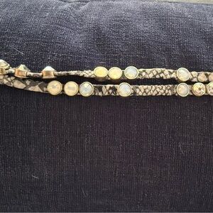 Snake-Print Double Wrap Bracelet with Gold Rivet Stones
